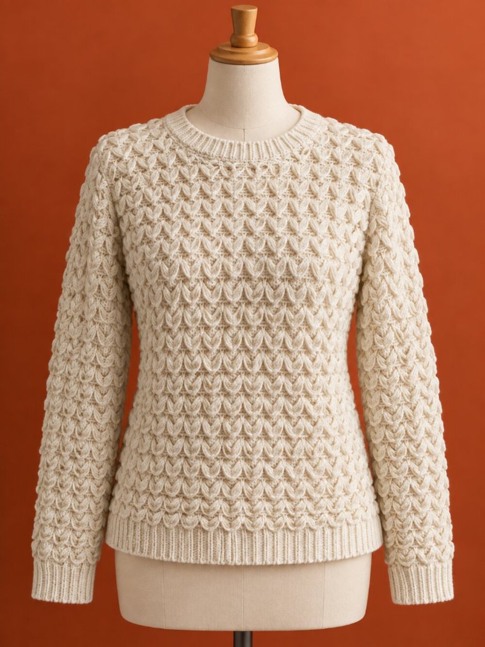 ANTHROPOLOGIE Line & Dot Cream Textured Sweater L